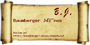 Baumberger János névjegykártya